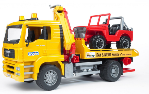 POMOC DROGOWA MAN TGA 41.440 Z JEEPEM BRUDER 1:16